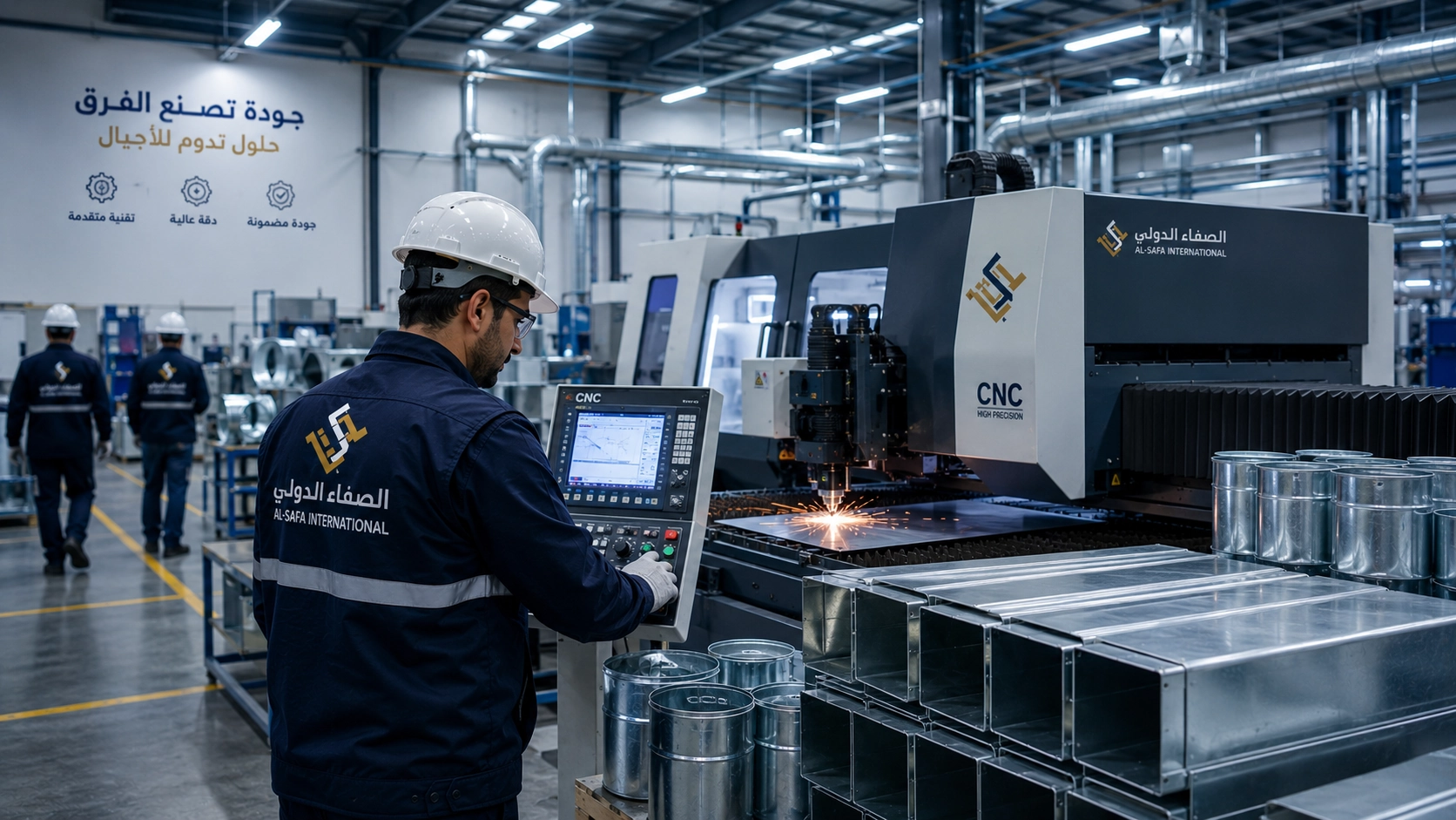 خطوط تصنيع دكت الصاج وتشكيل المعادن بمصانعنا بأحدث ماكينات CNC